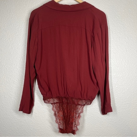 Intimately Free People Bodysuit Elsa Lace Terracotta‎ Surplice Neck Size Small - Picture 3 of 9